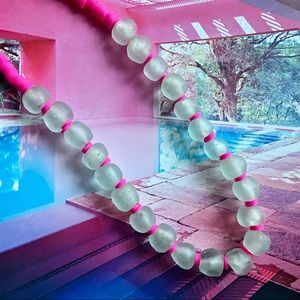 Recycled Glass & Pink Polymer Necklace